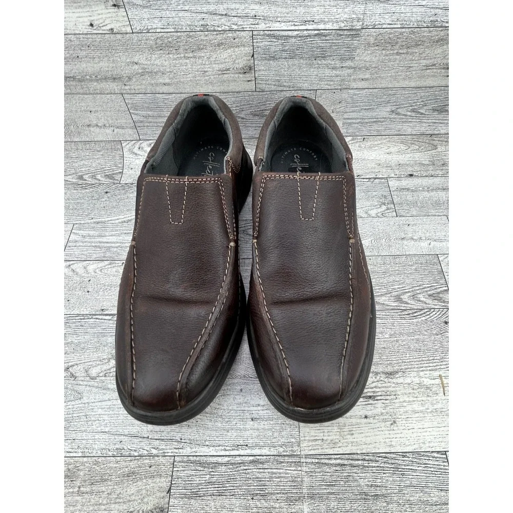 Clarks Collection Men Size 8M Dark Brown Leather Slip On Loafers 261196147070‎